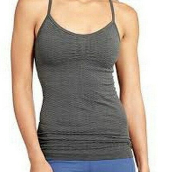 Athleta Tank Top Seamless Layering Cami Gray Built-In Bra Cross-Back SZ S 350769 - Picture 1 of 5